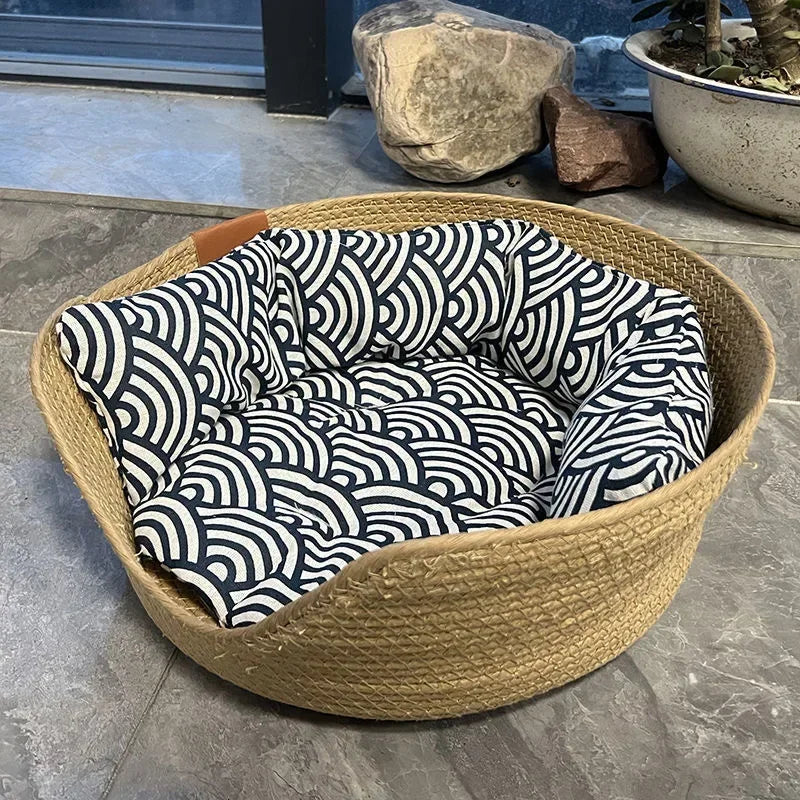 Panier tressé en bambou pour chat et petit chien – photo 5
